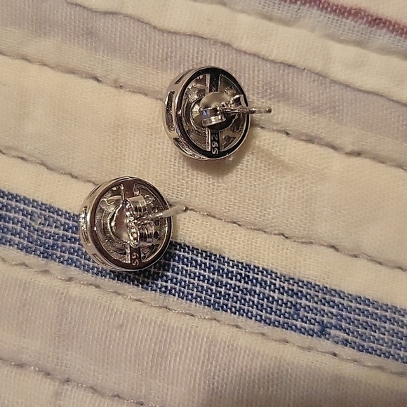 Sterling Silver Stud Earrings with Amethyst Stone Accent NWOT. - Picture 3 of 6